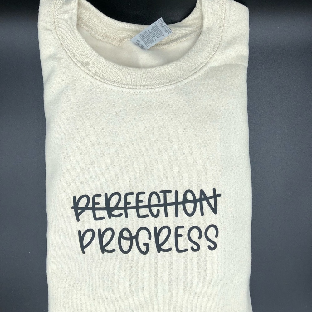 Progress not perfection crew neck over sized sweater